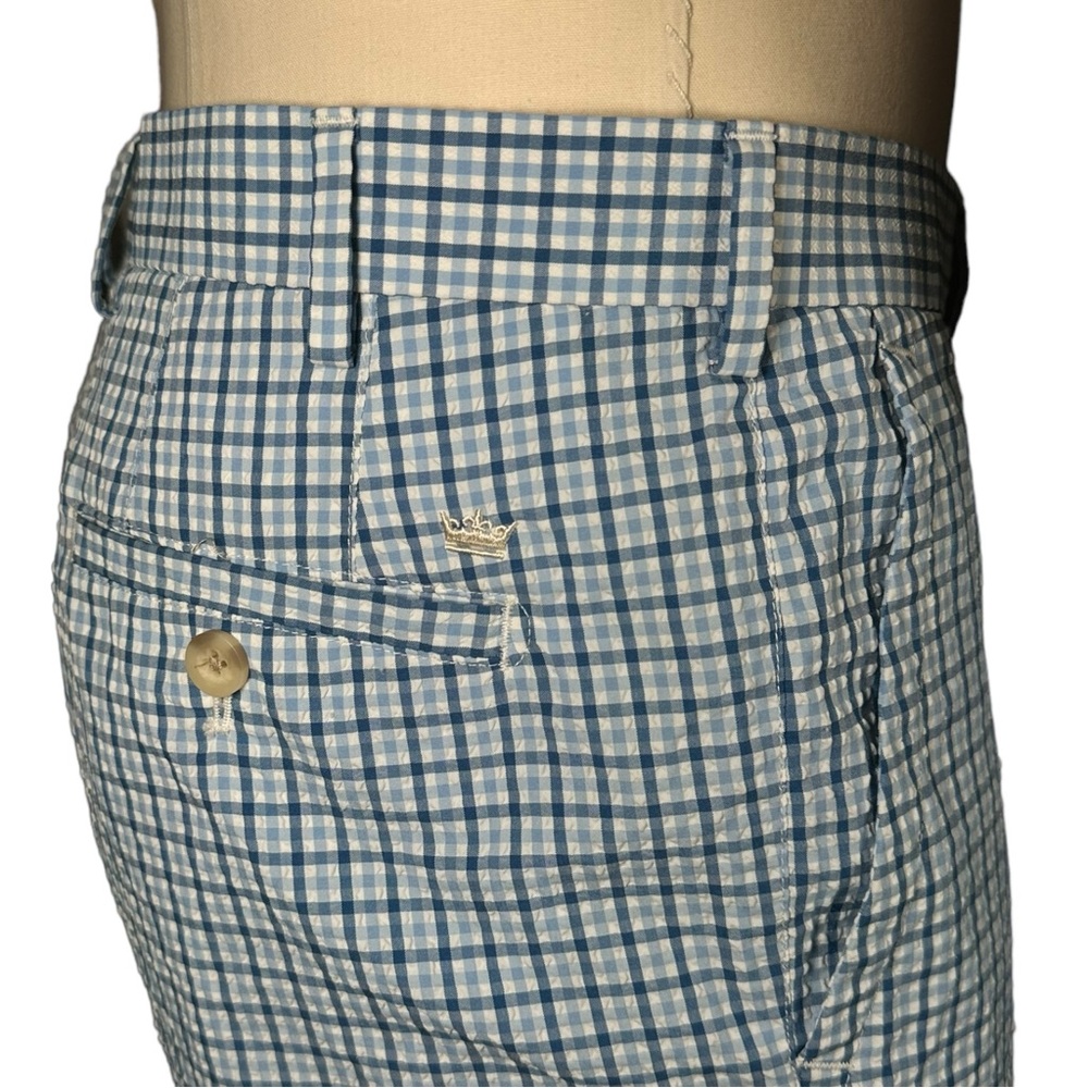 Peter Millar Crown Sport Lightweight Performance Seersucker Shorts Plaid Blue 34 - Picture 6 of 15